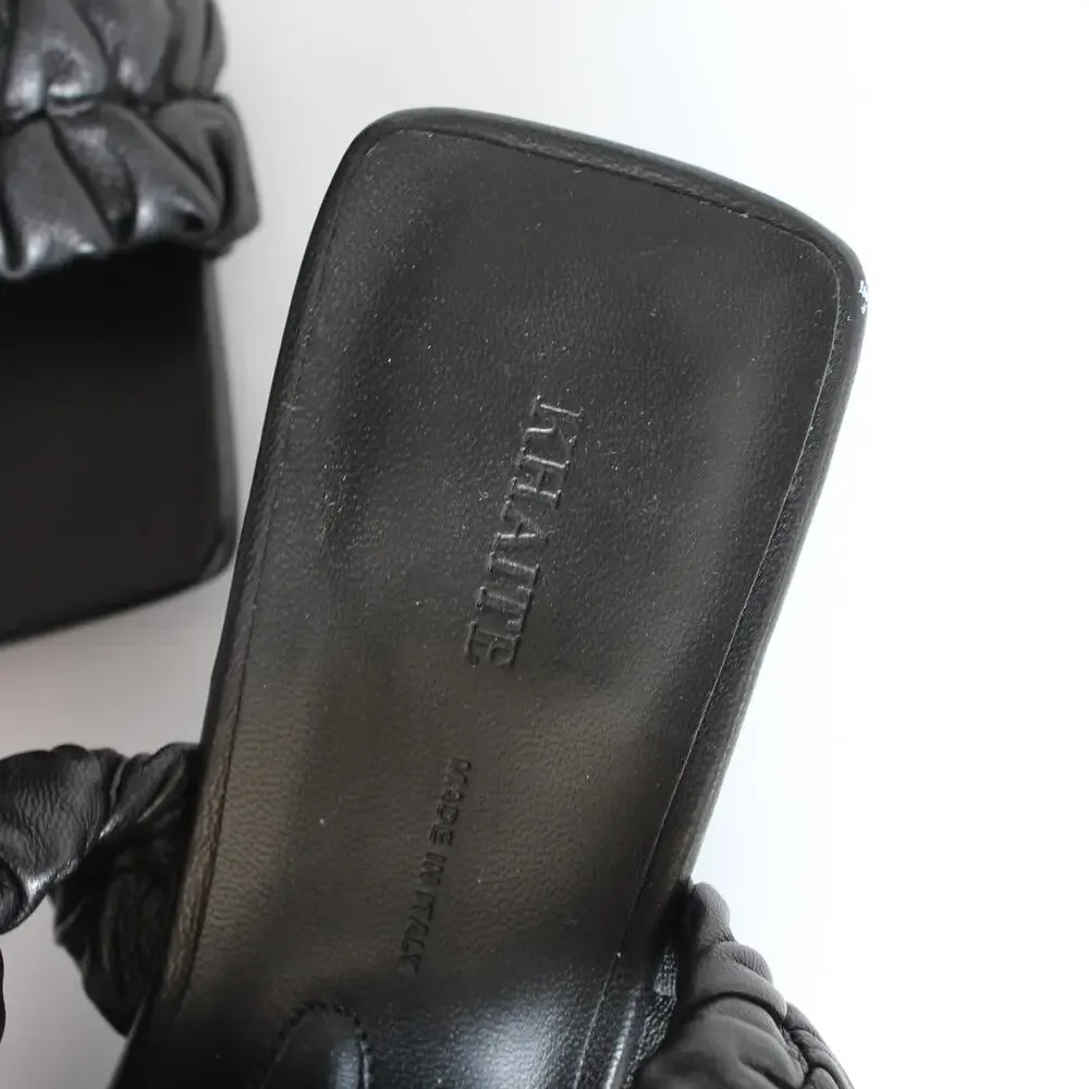 Khaite Lexington Black Ruched Leather Kitten-Heel Sandals (two different sizes) - Picture 7 of 16